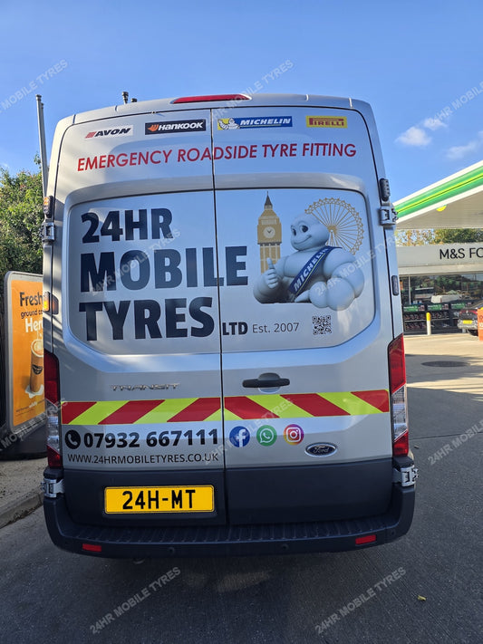 Branded Mobile Tyres Van Rear - 24HR Mobile Tyres automotive photograph
