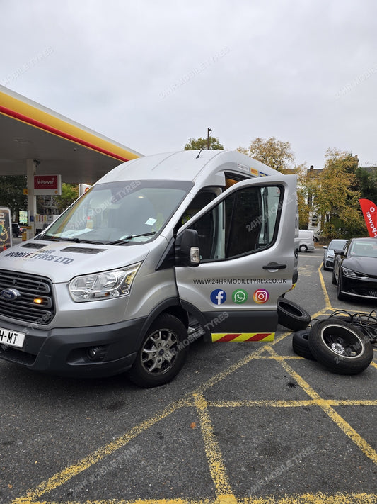 Branded Service Van at Fuel Stop - 24HR Mobile Tyres automotive photograph