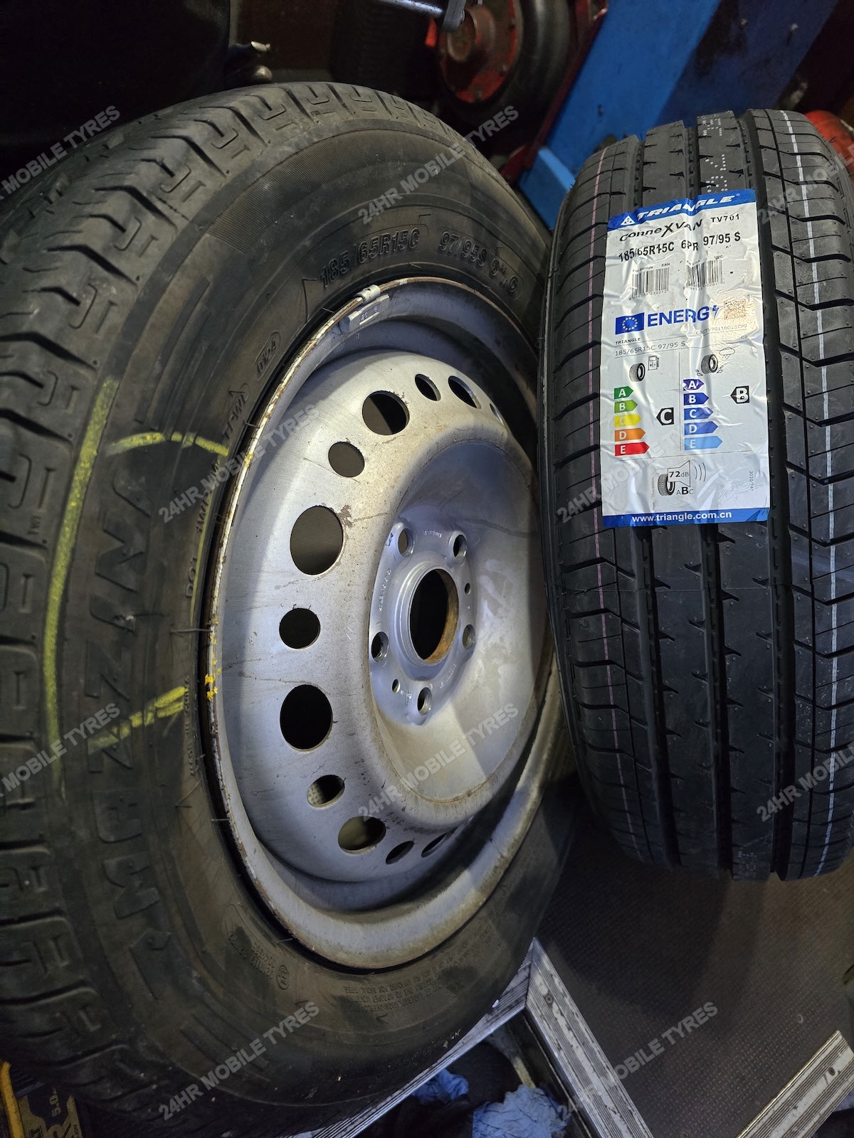 Wheel and New Tyre Detail - 24HR Mobile Tyres automotive photograph