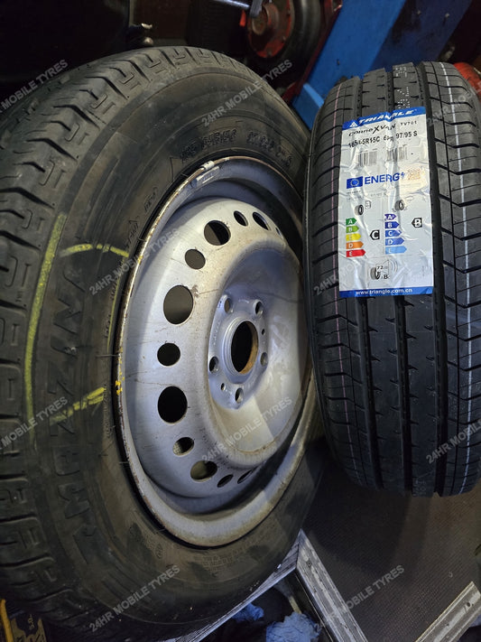 Wheel and New Tyre Detail - 24HR Mobile Tyres automotive photograph